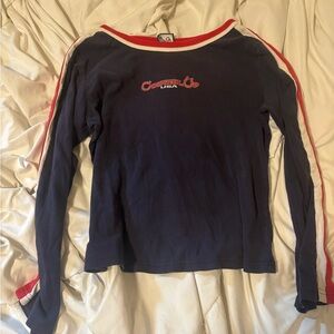 Cowgirl Up USA Navy Long Sleeve Top with Red and White Stripes